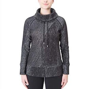 Jacquard Cowl Neck Pullover Black